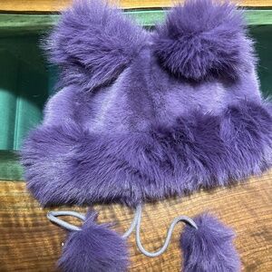 Purple Bear Hat For Women